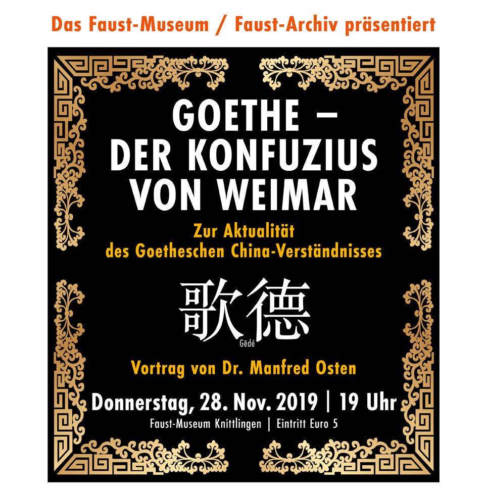 Plakat zum Vortrag "Goethe – der Konfuzius von Weimar"