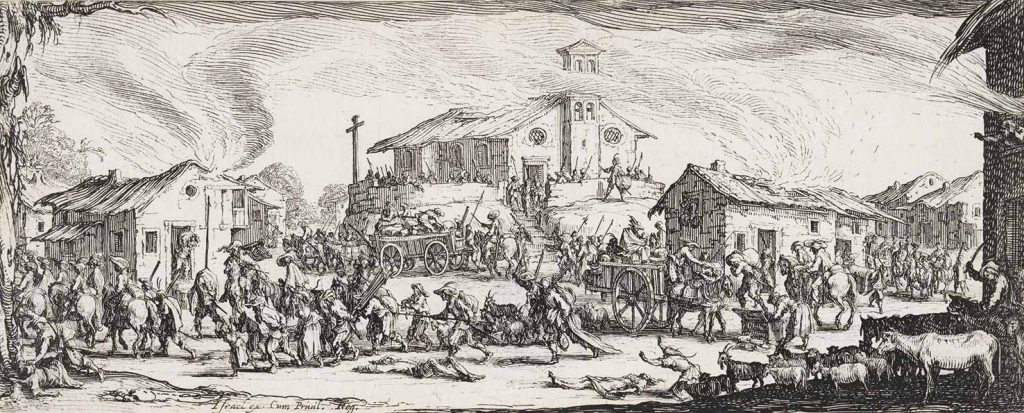 Jacques Callot: Große Kriegsfolge - Plündern und Niederbrennen eines Dorfes (1633)
