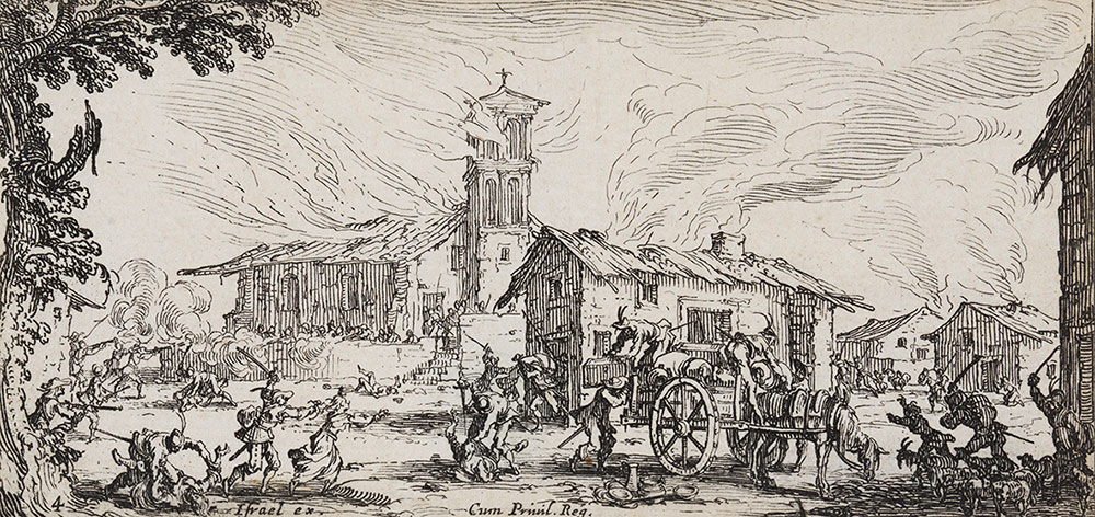 Jacques Callot: Kleine Kriegsfolge - Plünderung und Brandschatzung eines Dorfes (1632/33)