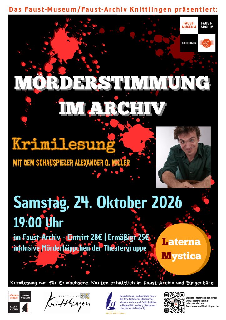 Krimilesung mit Alexander O. Miller im Faust-Archiv Knittlingen